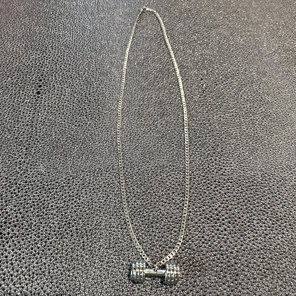 Silver dumbbell chain necklace. - Picture 1 of 6